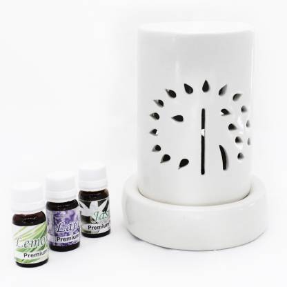 Bright Shop Electric Aroma Diffuser Set Pipe Shape White Color with 30ml Fragrance Oil Diffuser Set