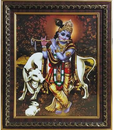 Puja N Pujari Lord Krishna Shree Krishna Baby Krishna Bal Krishna Sri Krishna 11 5x14 5 Inch With Photo Frame Religious Frame Price In India Buy Puja N Pujari