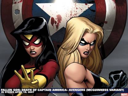 Fallen Son: The Death Of Captain America Captain America Ms. Marvel  Spider-Woman Wall Poster Paper Print - Comics posters in India - Buy art,  film, design, movie, music, nature and educational paintings/wallpapers