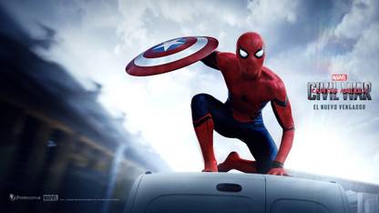 Movie Captain America: Civil War Captain America Spider-Man Peter Parker Tom Holland HD Wallpaper Background Paper Print - Movies posters in India - Buy art, film, design, movie, music, nature and educational Movie Captain America: Civil War Captain America Spider-Man Peter Parker Tom Holland HD Wallpaper Background Paper Print - Movies posters in India - Buy art, film, design, movie, music, nature and educational