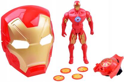 ToyGalaxy IRONMAN AVENGERS ACTION FIGURE WITH MASK AND WEAPON LED LIGHT FOR KIDS