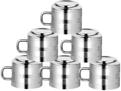 Sukot Pack Of 6 Stainless Steel 6 Pcs Stainless Steel Design Double Wall Tea Cup Coffee Cup Steel Coffee Mug Price In India Buy Sukot Pack Of 6 Stainless Steel 6