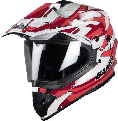 Steelbird Mat White With Red Motorbike Helmet