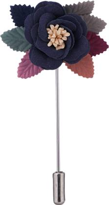 Adorn Designer Flower Lapel Pin Brooch For Men, Women Brooch (Blue)