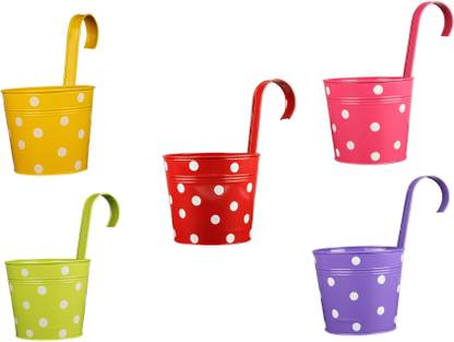 Rvold Round Dotted Metal Railing Planter Balcony Hanging Flower Pot With Detachable Hooks Plant Container Set Price In India Buy Rvold Round Dotted Metal Railing Planter Balcony Hanging Flower Pot With
