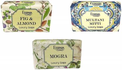 ETERNIA Face & Body Cleanser Natural Vegan Organic Ingredients Includes Soap Noodles, Multani Mitti & Saffron Fragrance (Pack of 3) (Almond, Multani Mitthi, Mogra)