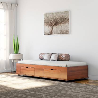 Best Light Walnut Finish Engineered Wood Single Box Bed – Okra