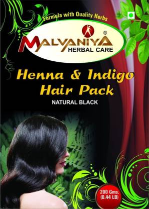 Malvaniya Herbal Care Henna & Indigo Powder Hair Pack Natural Hair Dye  Black (200 Grams) , black - Price in India, Buy Malvaniya Herbal Care Henna  & Indigo Powder Hair Pack Natural
