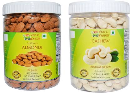 Veg E Wagon Almonds Regular & Cashew Regular W320 (500 Each) In Pet Jar Cashews, Almonds