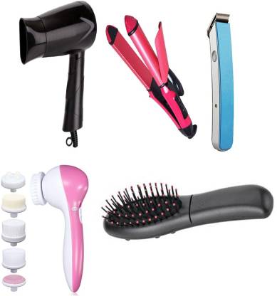 WIB 2 IN 1 Hair Straightener Curler Heavy Duty Hair Dryer 5 IN 1 Face  Massager Hair Trimmer With Magnetic Hair Brush Personal Care Appliance  Combo Price in India - Buy WIB