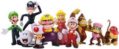 10x Super Mario Bros Peach Toad Luigi Yoshi Action Figures Doll Cake Topper Toy 