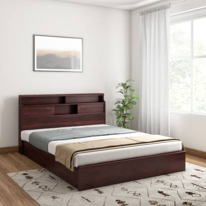 Walnut Finish KIWI Engineered Wood Queen Bed – Berlynoak