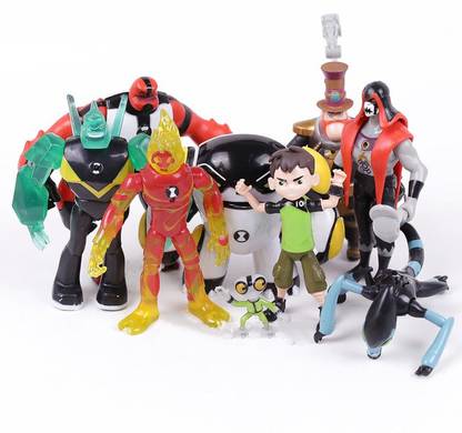 Smart Anime Buy Ben 10 Set Of 9 Pcs Four Arms Heat Blast Xlr8 Diamond Head Ben Tennyson Galvan Teacher Cannon Bolt Action Figure With Led Light On Chest Ben 10