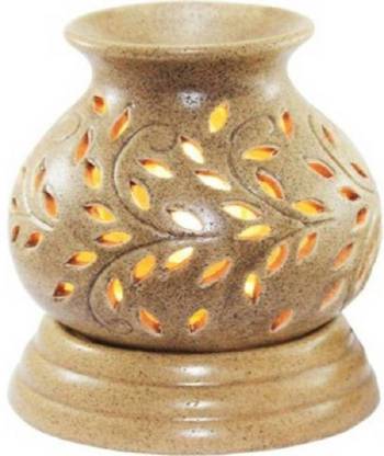 Lyallpur Stores Ceramic Aroma Electric Diffuser Oil Burner Matki Shape Brown Colour With Fragrance Oil ( 10 ML ) Diffuser