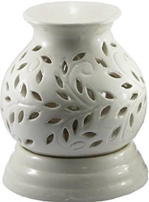 Bright Shop Ceramic White Colour Pot shape Leaf Design Electric Aroma Diffuser with Fragrance Oil of 10ml Air Fragrance Diffuser Set