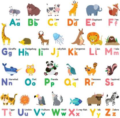 Decowall Dw-1614 Colourful Animal Alphabet Abc Kids Wall Decals Wall ...