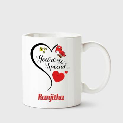 CHANAKYA You're so special Ranjitha White Coffee Name Ceramic Ceramic  Coffee Mug Price in India - Buy CHANAKYA You're so special Ranjitha White  Coffee Name Ceramic Ceramic Coffee Mug online at 
