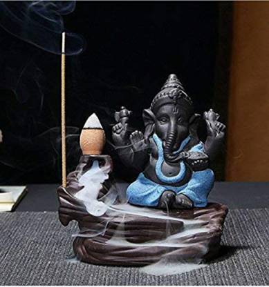 Zart Ganesha Smoke Fountain Incense Burner Lord Ganeshji Smoke Backflow Cone Incense Holder Decorative Showpiece Idol