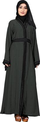 JUSTKARTIT JK5041_Grey Nida Solid Burqa With Hijab