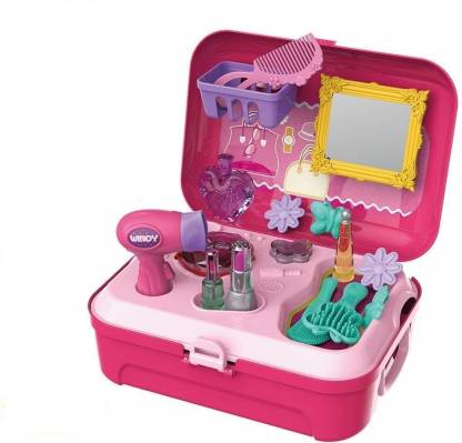 Cosmetic Set Dresser Back Pack Play, Makeup Vanity Toy Set 21pcs