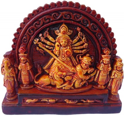 VintFlea Durga Maa Idol Pandal Style Terracotta Maa Durga Murty Showpiece/Gift and Home Décor