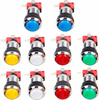 uxcell Game Push Button 33mm Round 12V LED Illuminated Push Button Switch with Micro Switch for Arcade Video Games Green 1pcs 