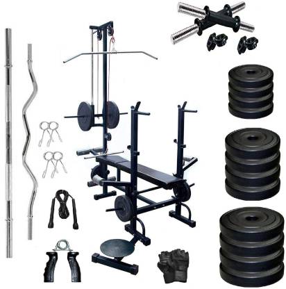 Wolphy 50 kg PREMIUM 50 KG HOME GYM SET WITH 5 FEET STRIGHT ROD,3 FEET CURL  BAR, 20 IN 1 BENCH Home Gym Combo Price in India - Buy Wolphy 50 kg