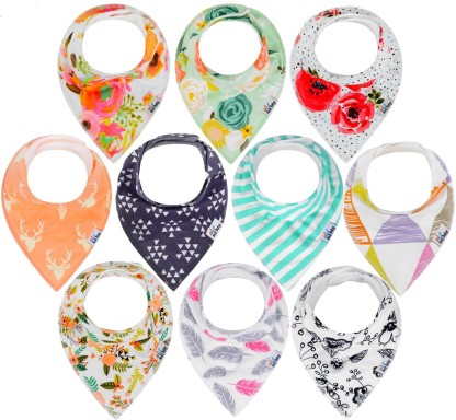Apple & arrow Baby Drooling Bibs for Boys Girls Baby Unisex Cotton Bibs 5 Pack Soft and Absorbent 