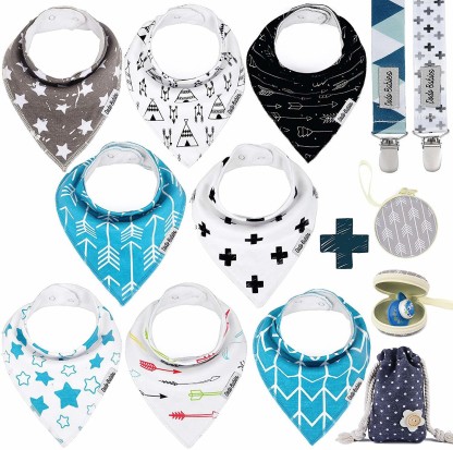For Drooling Teething 8+2 Pack Baby Bandana Bibs Super Absorbent Bibs by FAYLISVOW 2 Bibs With Loop To Attach Pacifier 