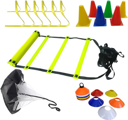 Sports Equipment Training Kit Combo Ladder Hurdles Chute & Marker Cones 