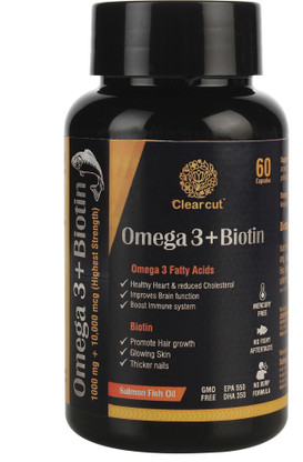 Clearcut Omega 3 + Biotin (1000 mg + 10,000 mcg) Highest strength 60  capsules Price in India - Buy Clearcut Omega 3 + Biotin (1000 mg + 10,000  mcg) Highest strength 60 capsules online at Flipkart.com