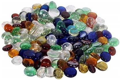 14oz, Aqua Mix 45 Colors WeJe Glass Gems Standard 17-21mm Round Flat Back Marbles for Home Decor Art Craft Vase Filler Aquariumlear Op Caque Cats Eye Swirl 