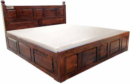 Walnut Brown Finish Sheesham Wood Solid Wood King NA Bed