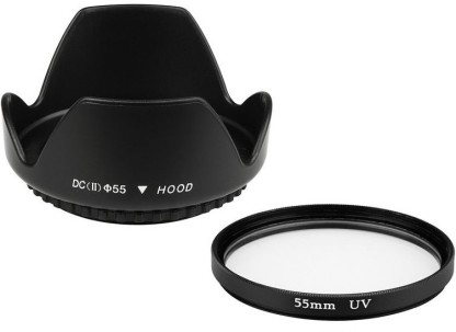 55mm Set of 2 Camera Lens Hoods and 1 Lens Cap + Tulip Flower Reduces Lens Flare and Glare Rubber Collapsible Sun Shade/Shield Blocks Excess Sunlight for Enhanced Photography and Video 