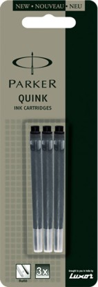 Parker Quink Fountain Pen Refills Pack of 6 Black Ink Shorts Cartridges 
