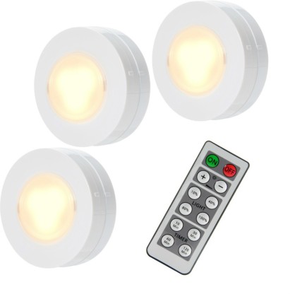 Wireless LED Puck Lights CCT Closet Under Cabinet Lighting With Remote Control 