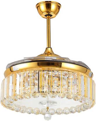 Urbancart 42 Inch Crystal Chandelier Ceiling Fan With Led Lights And 4 Retractable Blades 1079 5 Mm Blade In India 42 Inch Crystal Chandelier Ceiling Fan, White Chandelier Ceiling Fan