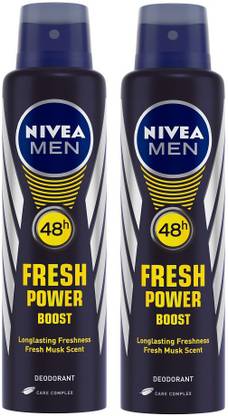 Nivea Men Fresh Power Boost Deodorant Spray - For Men (300 ml, Pack of 2)