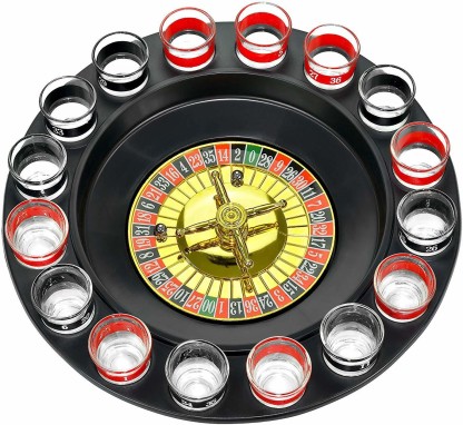 Includes 16 Shot Glasses Spinning Wheel and Roulette Balls TrendyHomeGoods Shot Glass Roulette Drinking Game 
