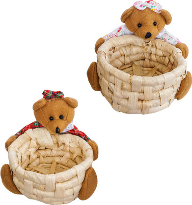 teddy bear in basket