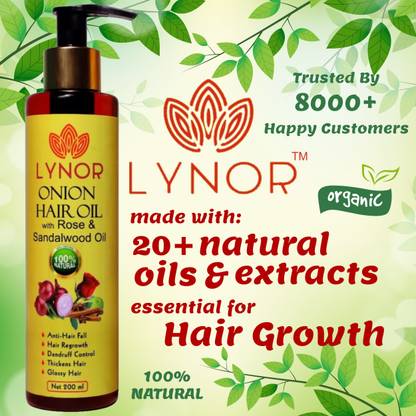 Lynor Onion Hair Oil For Hair Growth 100 Natural Rich In Vitamin E With Rose Sandalwood Oil Bhringraj Jojoba Argan Coconut Oil 200ml Hair Oil Price In India Buy Lynor
