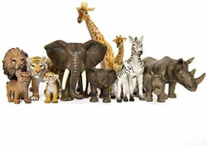 SANDBAR TOYS Safari Animals Set ( 12 Piece ) - Wild Animals Baby Animals  Zoo Animals Jungle Animals and