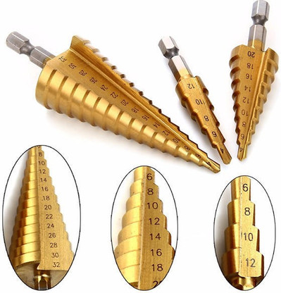 Inditrust 3Pcs HSS Step Drill Bit Set 4 