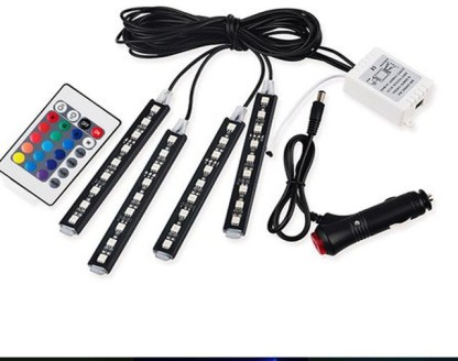 E-cowlboy Interior Under-dash Multi-color LED Light Strip Kit Bar with Sound Active Function and Wireless Remote Control 4pcs 