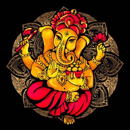 Ganesh ji on black background wall poster for bedroom,livingroom,gym,office  of 300 GSM Thick Paper of 12x18 inch without frame Paper Print - Religious  posters in India - Buy art, film, design, movie,