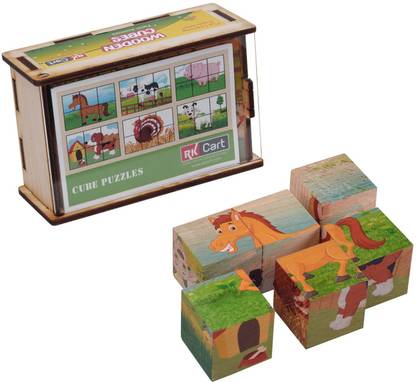 Rk Cart Rkc Farmcube Wooden Rkc Farmcube Wooden Buy Farm Animals Toys In India Shop For Rk Cart Products In India Flipkart Com