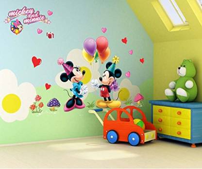 GOLDEN CART Wall Sticker Mickey Surprising Minnie Cartoon Decor for Kids Room Medium Reusable Sticker