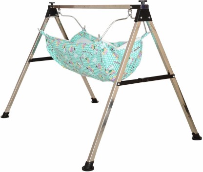 GOPINATHJI Foldable Cradle with Round Frame Baby Cradle N Swing Ghodiyu with Indian Style Hammock Having Mosquito Net for New Born Infants 