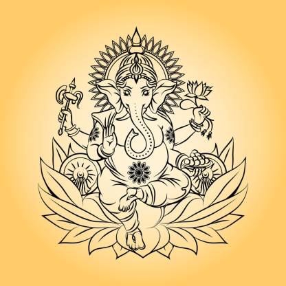 ganesh ji on yellow background Motivational Poster|Inspirational  Poster|Posters for life|Country Love|Religious|All Time Posters|Technology  Poster|Poster About Life|HomeDecorPoster|Poster for Every Room,Office,  GYM|300 GSM HD Paper Print Paper Print ...