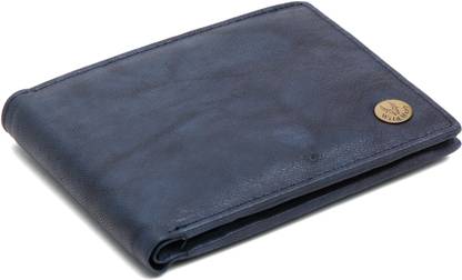 Men Blue Genuine Leather Wallet (6 Card Slots)